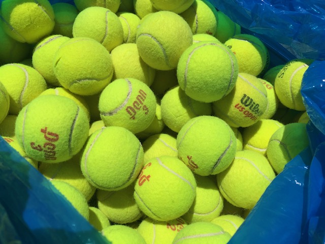 Bag full of tennis balls for dogs in larger quantity